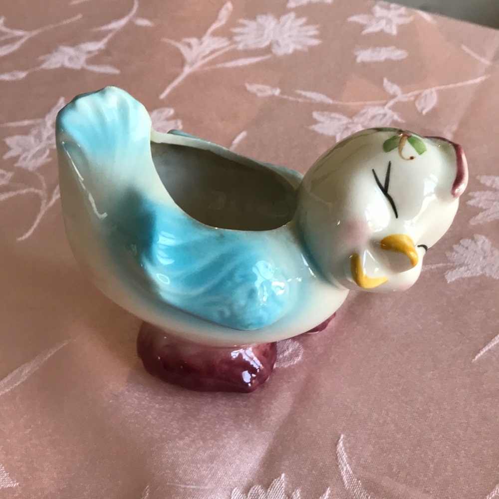 Vintage blue bird planter